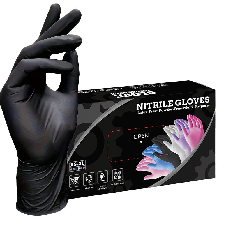 50 Pairs  Black Premium Disposable Nitrile Gloves - Powder-Free, Latex-Free &amp; High-Elasticity for Multi-Purpose Use(L)