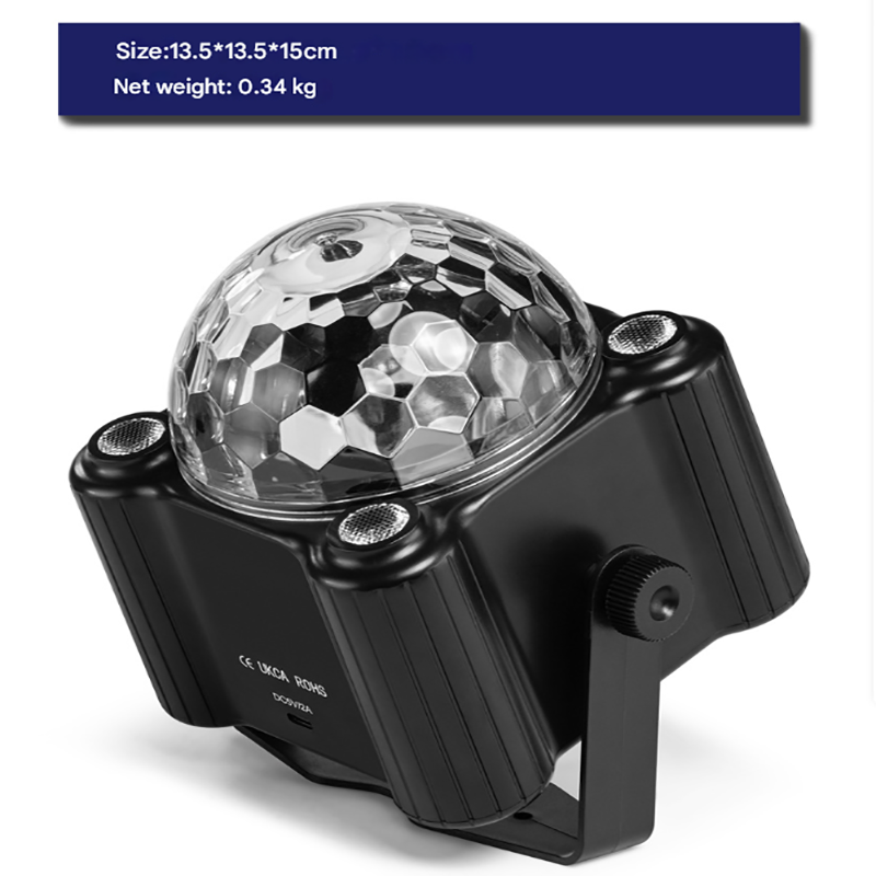 Black Sound Activated Disco Ball Party Light with Remote - RGB Strobe & UV Stage Lighting for Home Parties