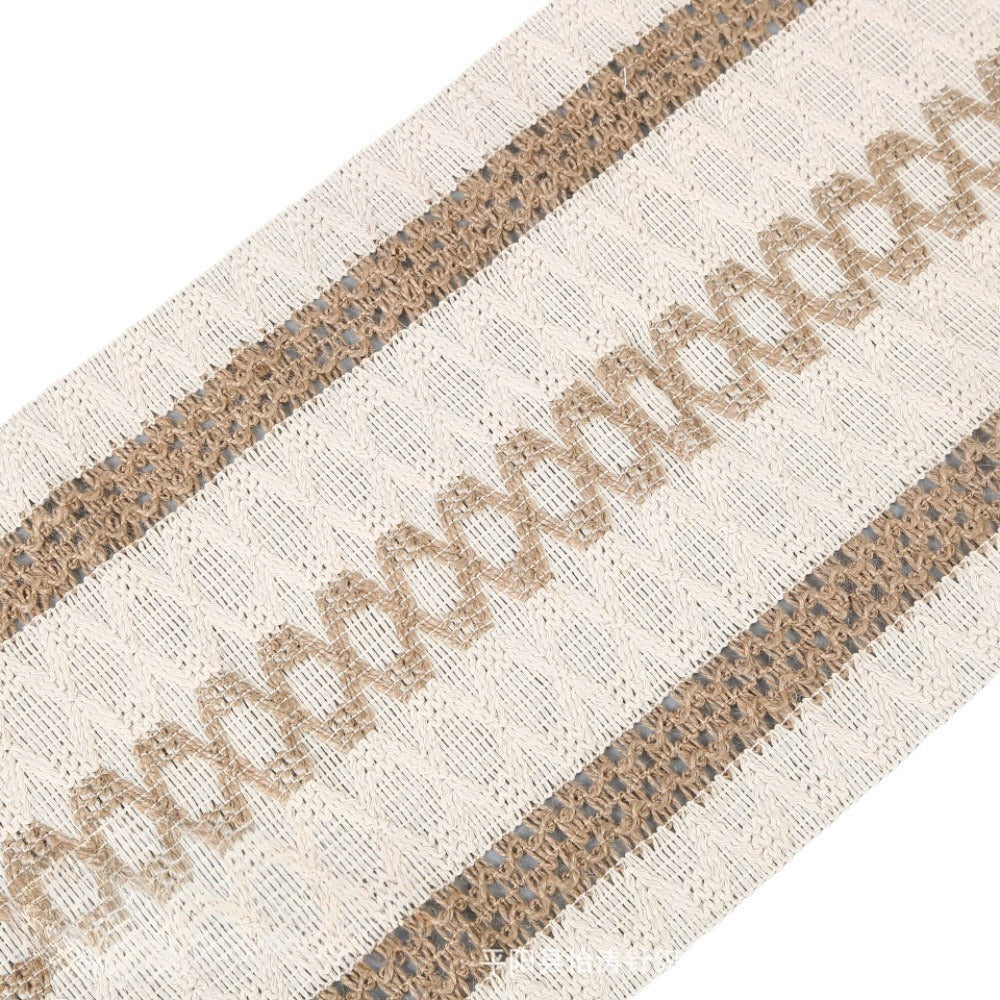 2-PCS Hexagon Bohemian Woven Table Runner with Tassels - Rustic Farmhouse Decor for Dining & Coffee Tables