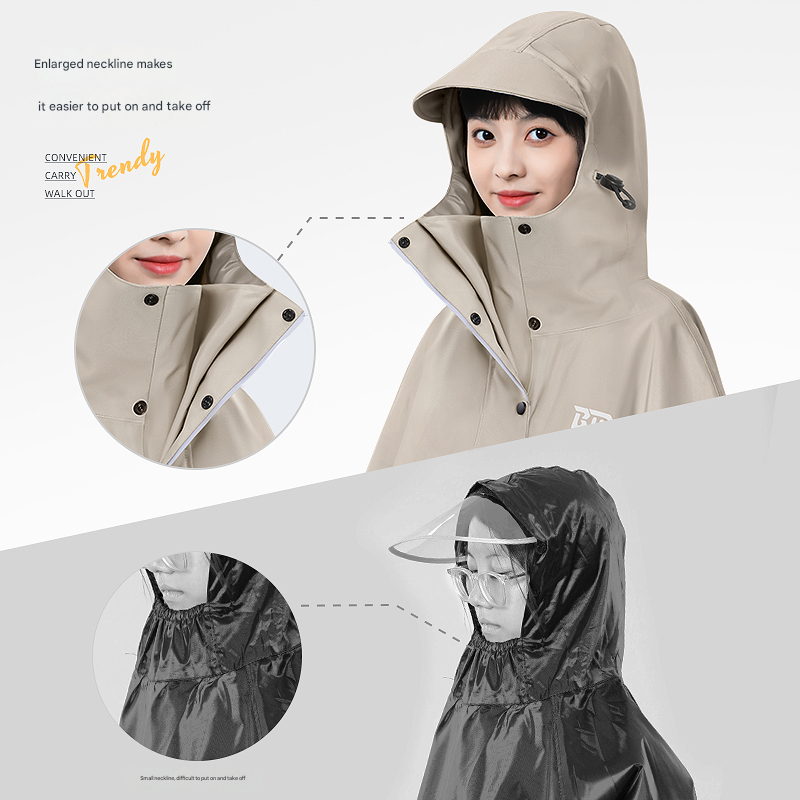 Black Long Full-Body Waterproof Raincoat for Electric Scooters & Motorcycles - Men's and Women's Riding Poncho with Adjustable Hood and Sleeve Design(XL)