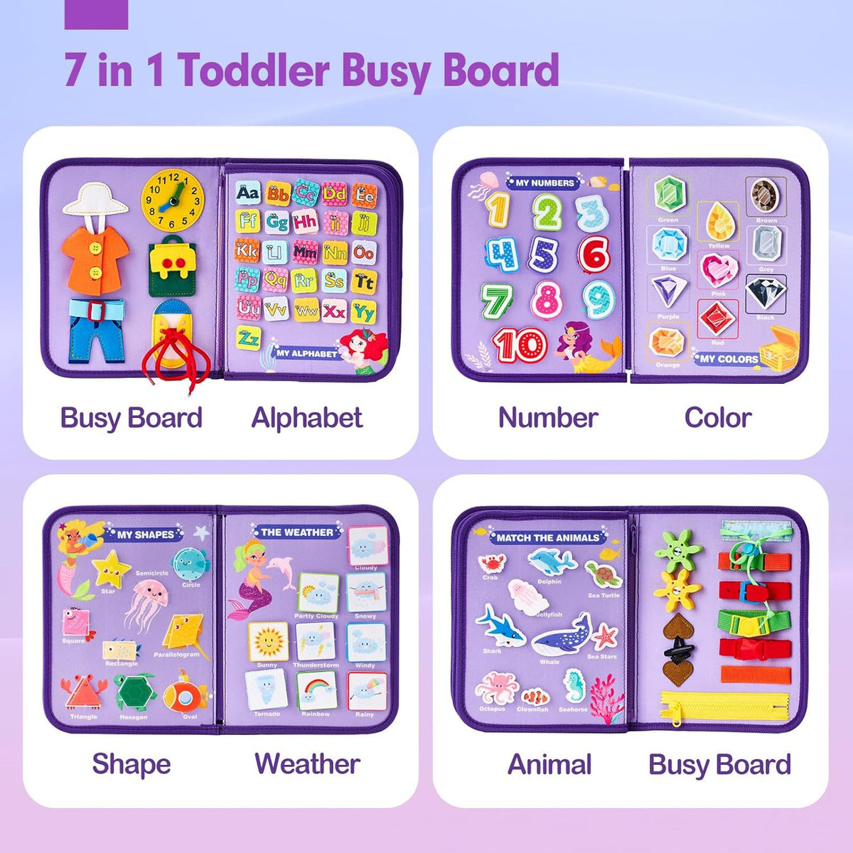 Blue Early Education Learning Board - Felt Activity Board for Toddlers