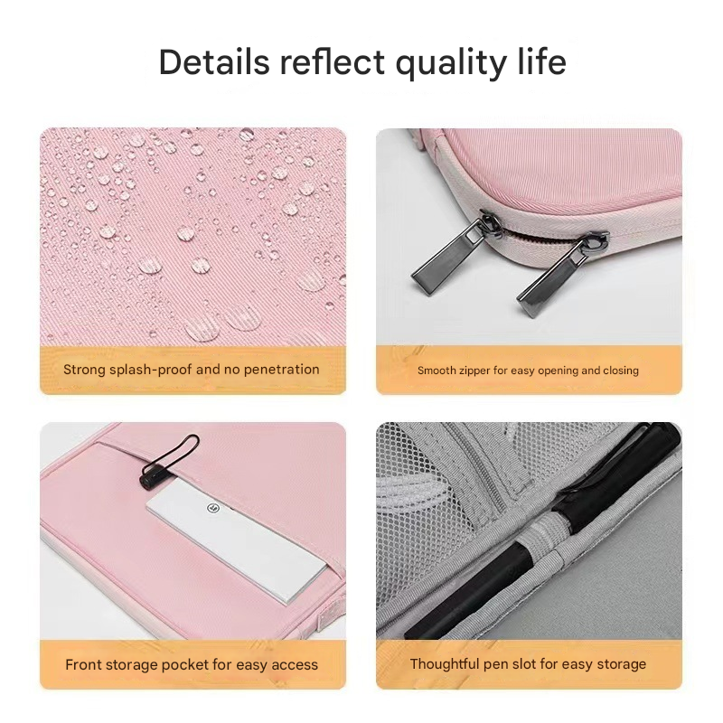 Pink 360° Protective Laptop & Tablet Sleeve with Accessory Organizer - Water-Repellent Carrying Case
