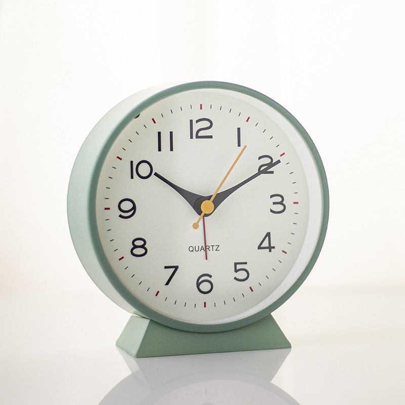 Military green Minimalist Silent Alarm Clock with Night Light - Non-Ticking Analogue Bedside &amp; Desk Clock