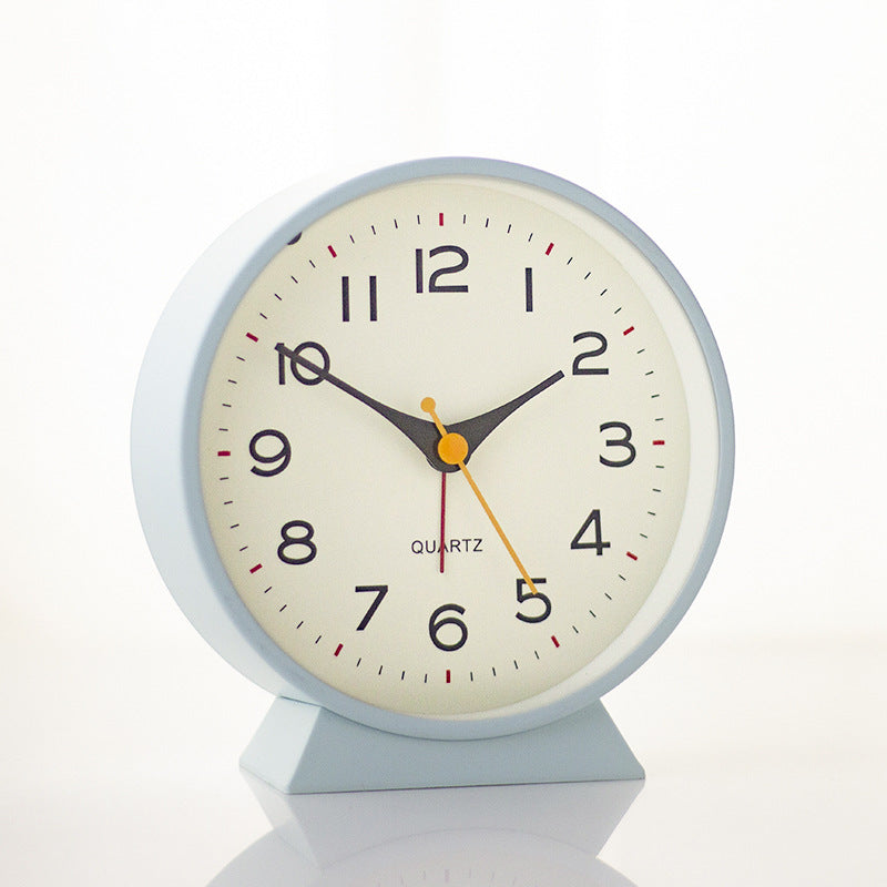 Light blue Minimalist Silent Alarm Clock with Night Light - Non-Ticking Analogue Bedside &amp; Desk Clock