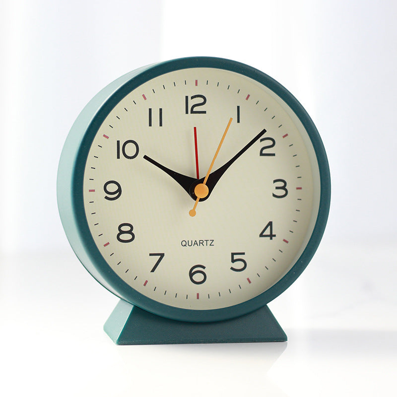 Dark green Minimalist Silent Alarm Clock with Night Light - Non-Ticking Analogue Bedside &amp; Desk Clock