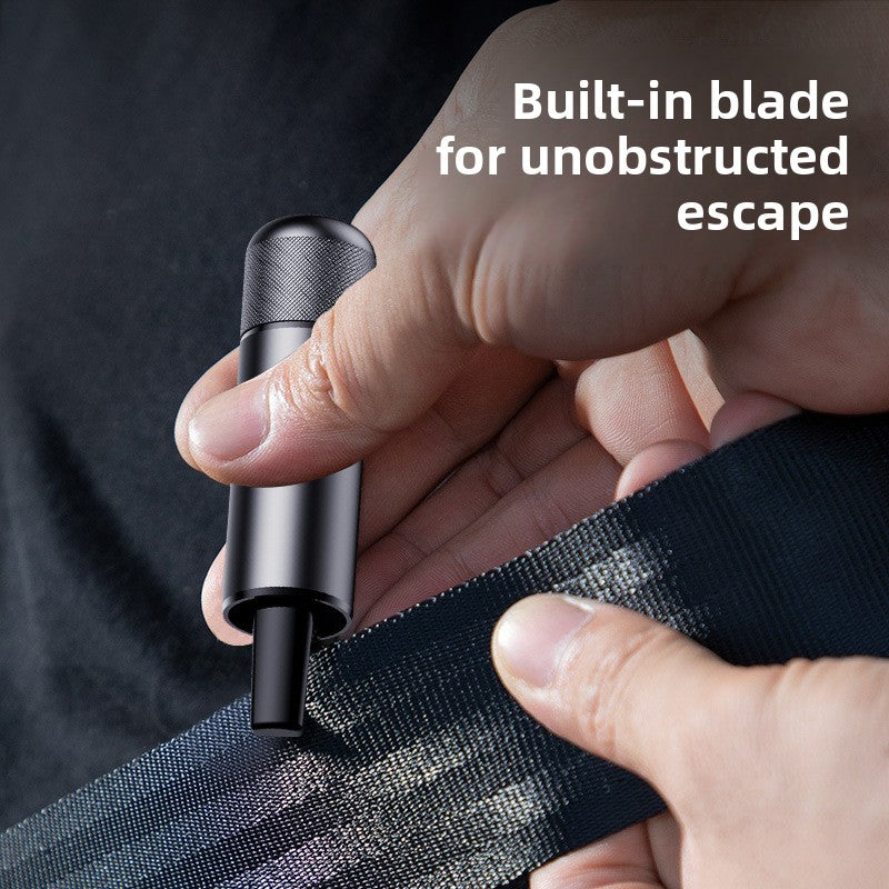 Red 2-in-1 Emergency Car Escape Tool - Spring-Loaded Window Breaker & Seatbelt Cutter
