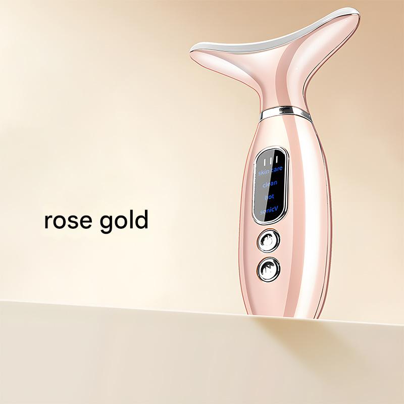 Multi-Functional Neck &amp; Face Beauty Massager - Constant Heat, Ion Infusion &amp; Sonic Vibration(gold)