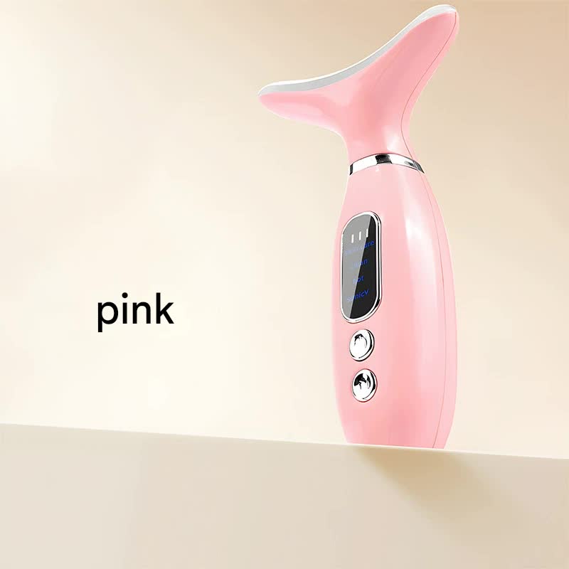 Multi-Functional Neck &amp; Face Beauty Massager - Constant Heat, Ion Infusion &amp; Sonic Vibration(pink)