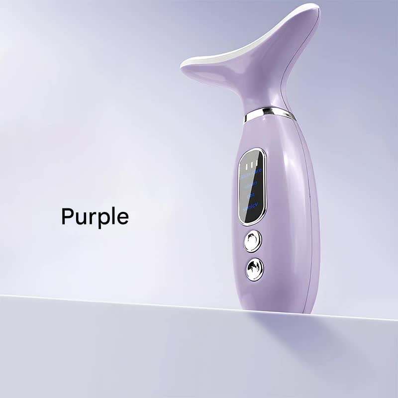 Multi-Functional Neck & Face Beauty Massager - Constant Heat, Ion Infusion & Sonic Vibration(purple)