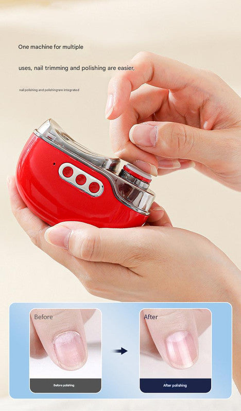 4-in-1 Electric Nail Care Device - Clipper, Grinder, Polisher & UV Sterilizer with Multiple Modes(red)
