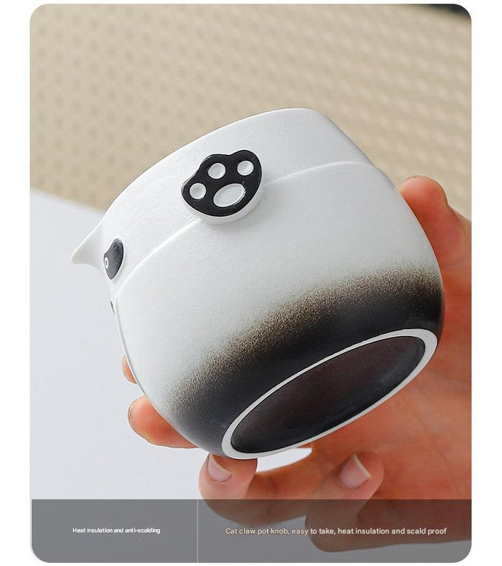 Adorable Panda Design Ceramic Tea Infuser Mug Set - 310ml Travel Crackle Glaze Cup with Lid & Strainer(orange)
