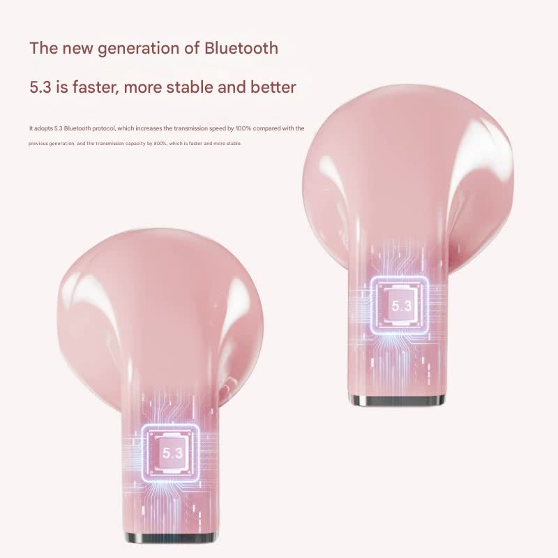 Mini True Wireless Bluetooth 5.3 Earbuds - Heart/Capsule Case, Touch Control, Auto-Connect(black)