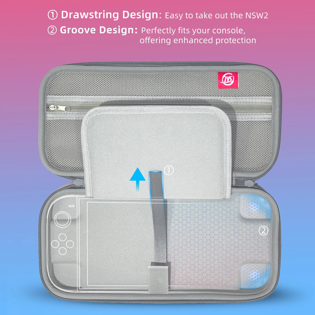 Portable Hard Shell Travel Case for Nintendo Switch/Switch Lite/OLED - Game Card Slots & Accessory Pocket(Gradient orange and blue)