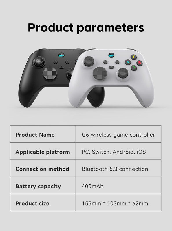 G6 Pro Wireless Gaming Controller - Hall Joysticks & Triggers, Multi-Platform, Six-Axis Gyro, Turbo & Macro(grey)