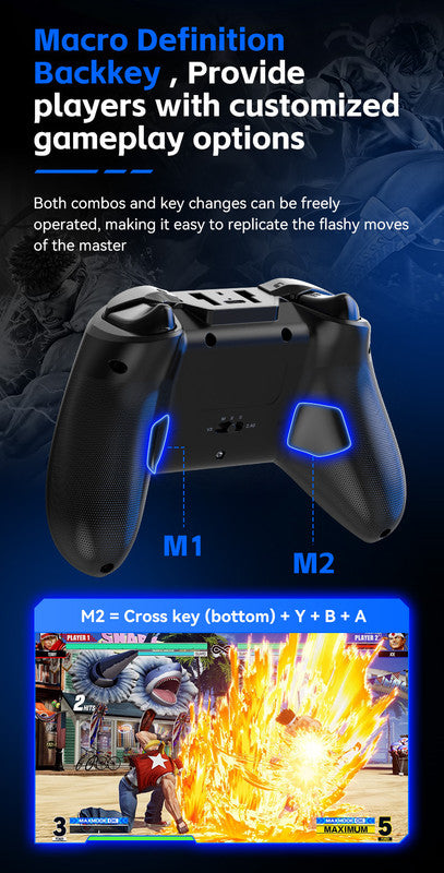 G6 Pro Wireless Gaming Controller - Hall Joysticks & Triggers, Multi-Platform, Six-Axis Gyro, Turbo & Macro(blue)