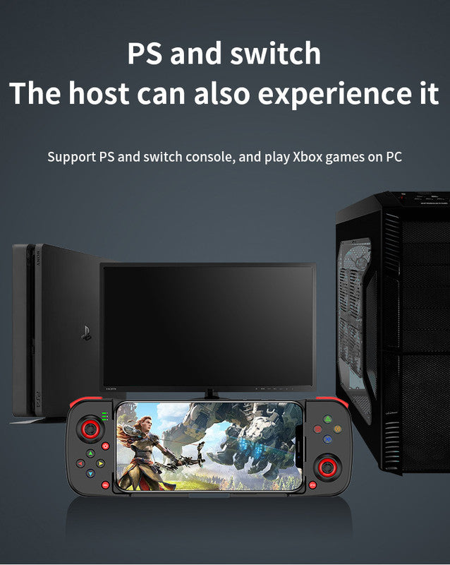 Portable Telescopic Mobile Game Controller - Bluetooth 5.0, iOS/Android/PC Compatible, 400mAh Battery(blue and red)