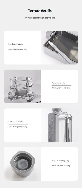 Slim Tritan Flat Water Bottle - 380ml BPA-Free, Leakproof with Leather-Textured Sleeve & Strap(pink)