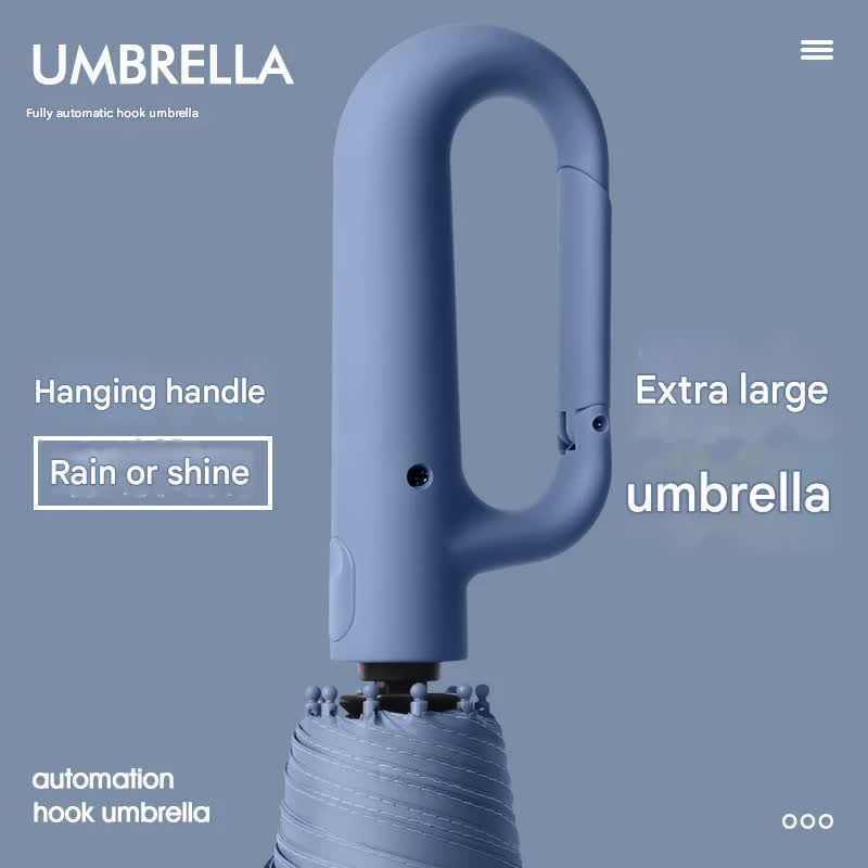 Automatic Open/Close Umbrella with UPF50+ Sun Protection - 10-Rib Windproof Design, Carabiner Handle(Beige)