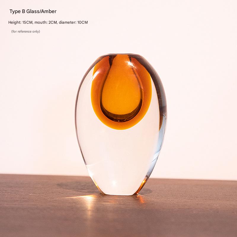Artistic Teardrop Glass Vase - Handcrafted Glazed Finish for Hydroponics &amp; Floral Decor(amber)