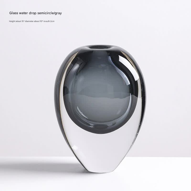 Artistic Teardrop Glass Vase - Handcrafted Glazed Finish for Hydroponics &amp; Floral Decor(grey)