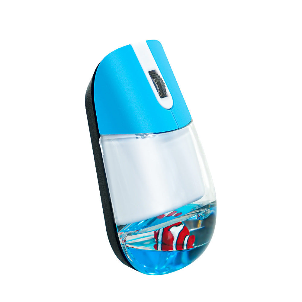 Whimsical 2.4G Wireless Mouse with Floating Animal Design - Comfortable, Quiet & Portable(blue)