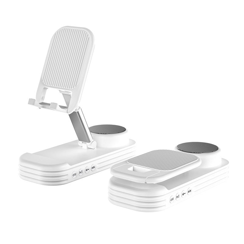 Foldable Desktop Phone Stand with Bluetooth 5.3 Speaker - Adjustable Angle &amp; Height, TF/Line-In(white)