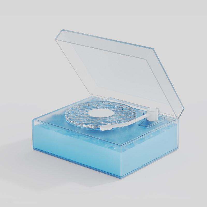 Retro Vinyl Bluetooth Speaker with Water Ripple Light Projection &amp; 360 Surround Sound(blue)