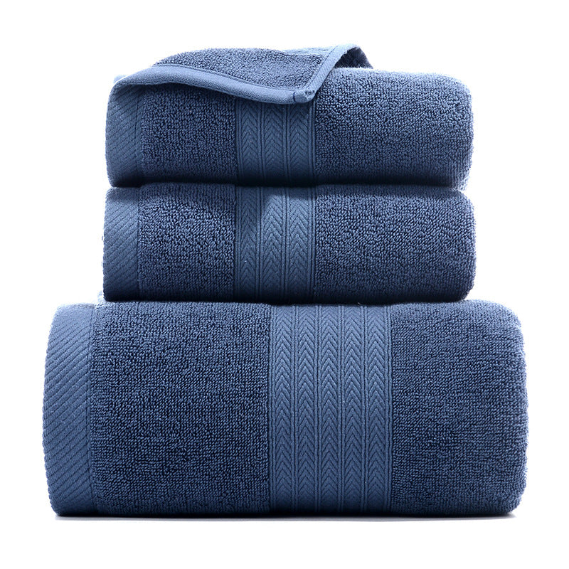 Premium Long-Staple Cotton Towel Set - 2 Hand Towels &amp; 1 Bath Towel Gift Bundle(blue)