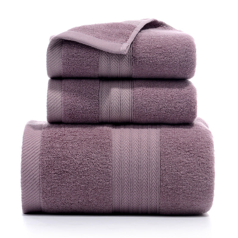 Premium Long-Staple Cotton Towel Set - 2 Hand Towels &amp; 1 Bath Towel Gift Bundle(purple)