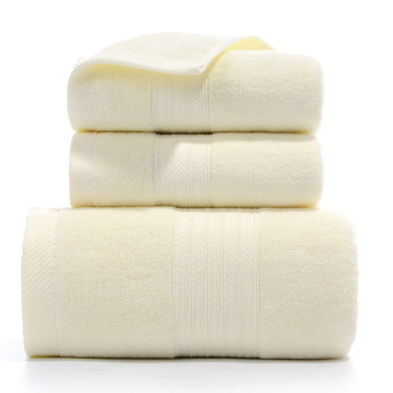 Premium Long-Staple Cotton Towel Set - 2 Hand Towels &amp; 1 Bath Towel Gift Bundle(yellow)