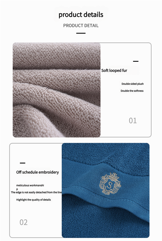 Premium Absorbent Cotton Towel Set - Soft Bath & Hand Towels with Double-Sided Plush(yellow)