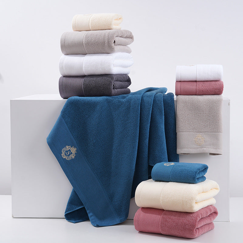 Premium Absorbent Cotton Towel Set - Soft Bath & Hand Towels with Double-Sided Plush(blue)