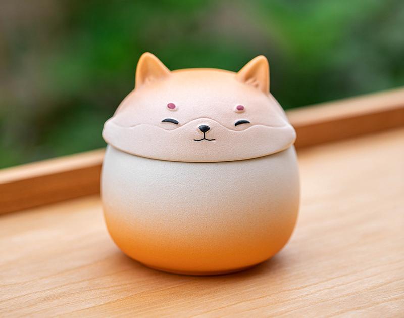 Artisan Ceramic Sealed Storage Jar with Animal Design - Airtight Tea Preservation &amp; Decorative Accent(Gradient Orange)