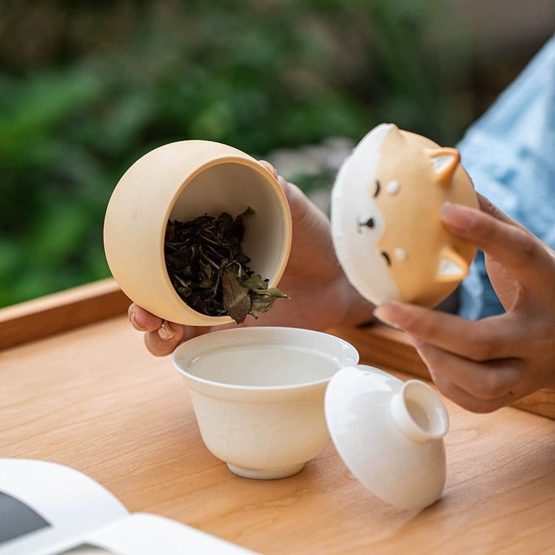 Artisan Ceramic Sealed Storage Jar with Animal Design - Airtight Tea Preservation & Decorative Accent(Gradient Orange)