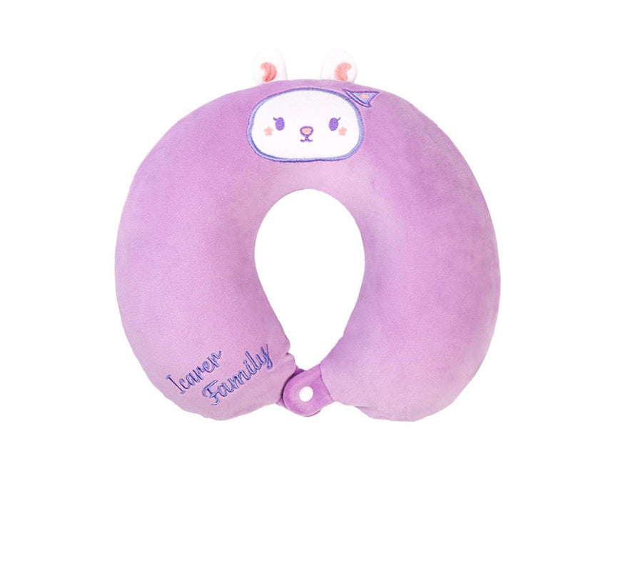 2-in-1 Convertible Eye Mask &amp; Travel Neck Pillow Set - Plush Fabric with Snap Closure(purple)