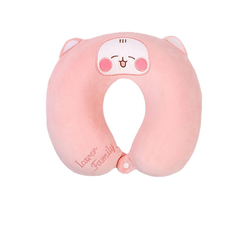 2-in-1 Convertible Eye Mask &amp; Travel Neck Pillow Set - Plush Fabric with Snap Closure(pink)