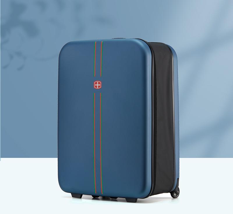 Compact Expandable Foldable Luggage - Reinforced Alloy Handle &amp; Silent Wheels(dark blue)