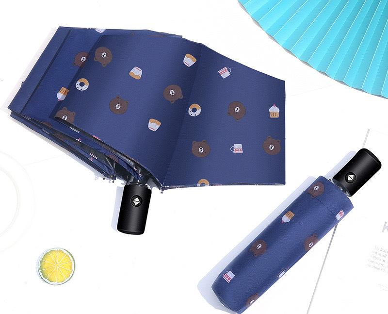 Auto Open/Close 8-Rib Sun &amp; Rain Umbrella - 98cm UV Protection Canopy(navy blue)
