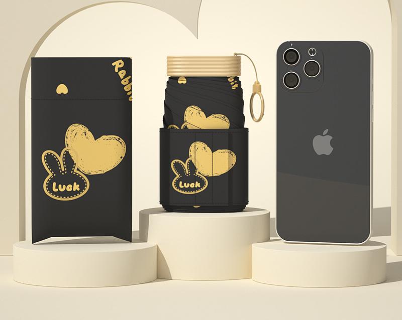 Ultra-Compact 7-Fold Folding Umbrella - UPF50+ Sun Protection &amp; Portable Clip Design(black)