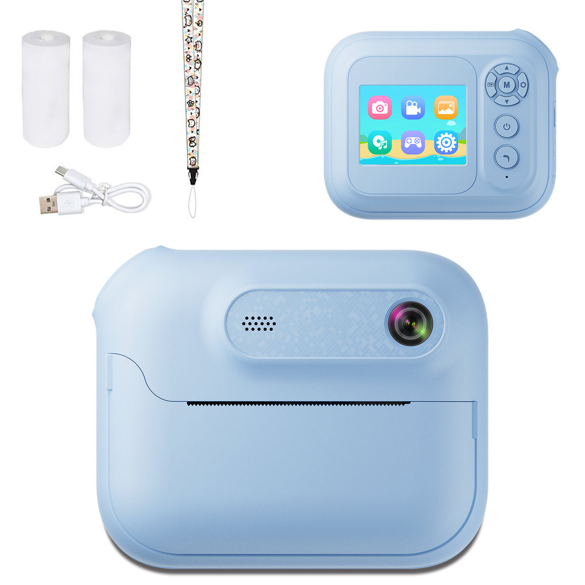Kids Multi-Functional Camera Toy - Instant B&amp;W Printing &amp; Creative Stickers(blue)