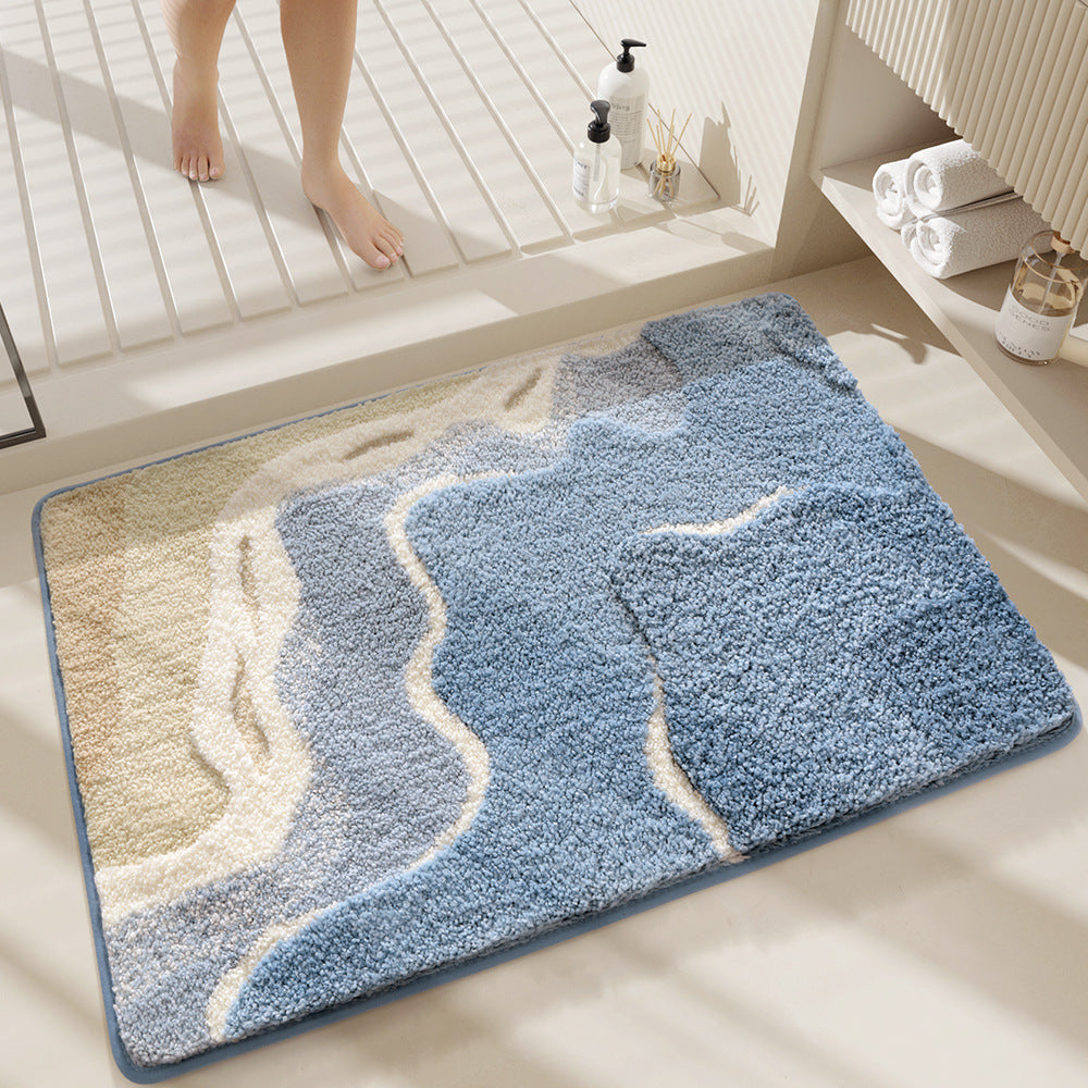 Premium Bath Mat with 8X Water Absorption &amp; Non-Slip Base(Blue Ocean)