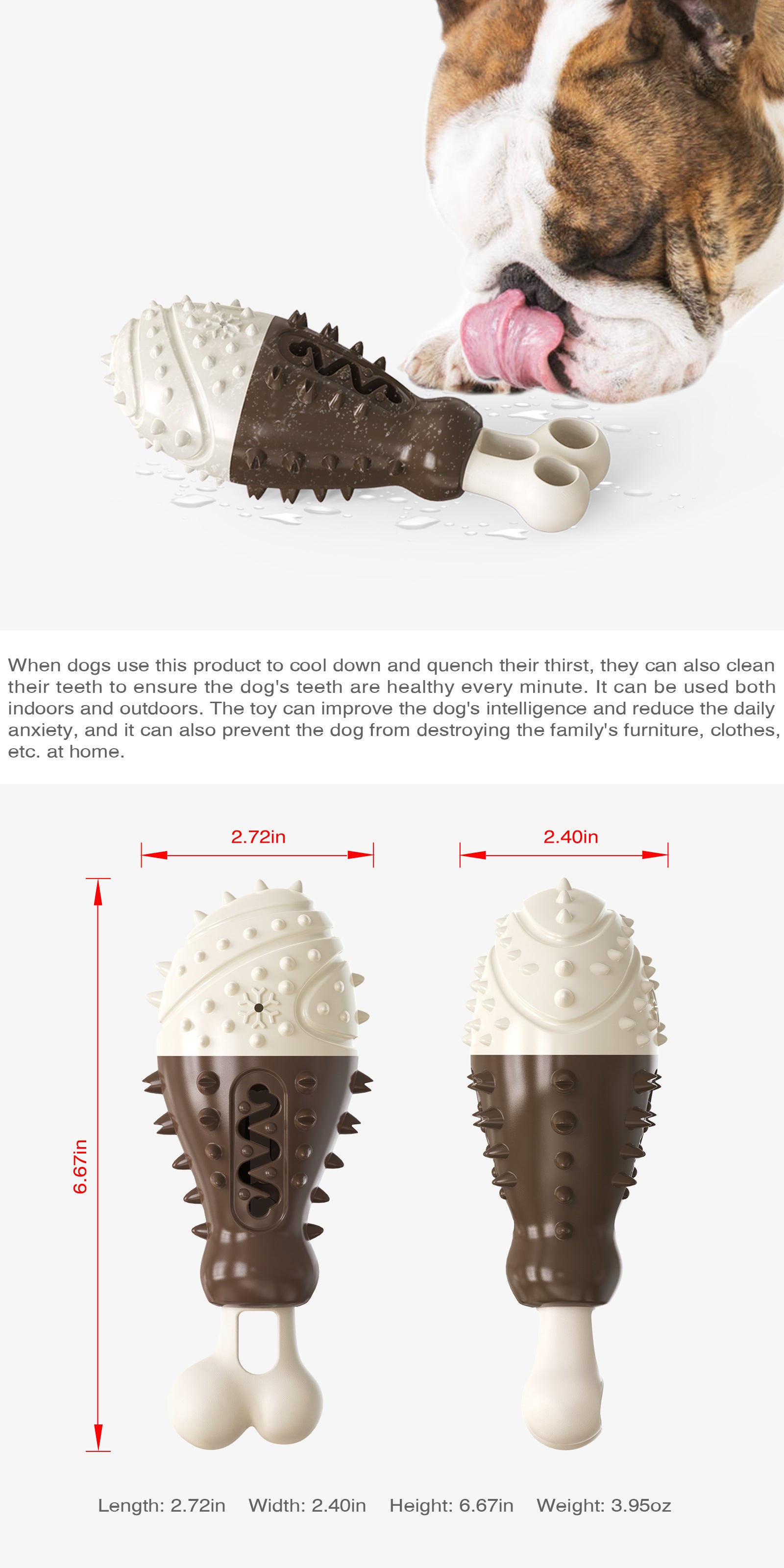 Multifunctional Dog Toy with Cooling, Dental Care & Floating Features(Chocolate color)