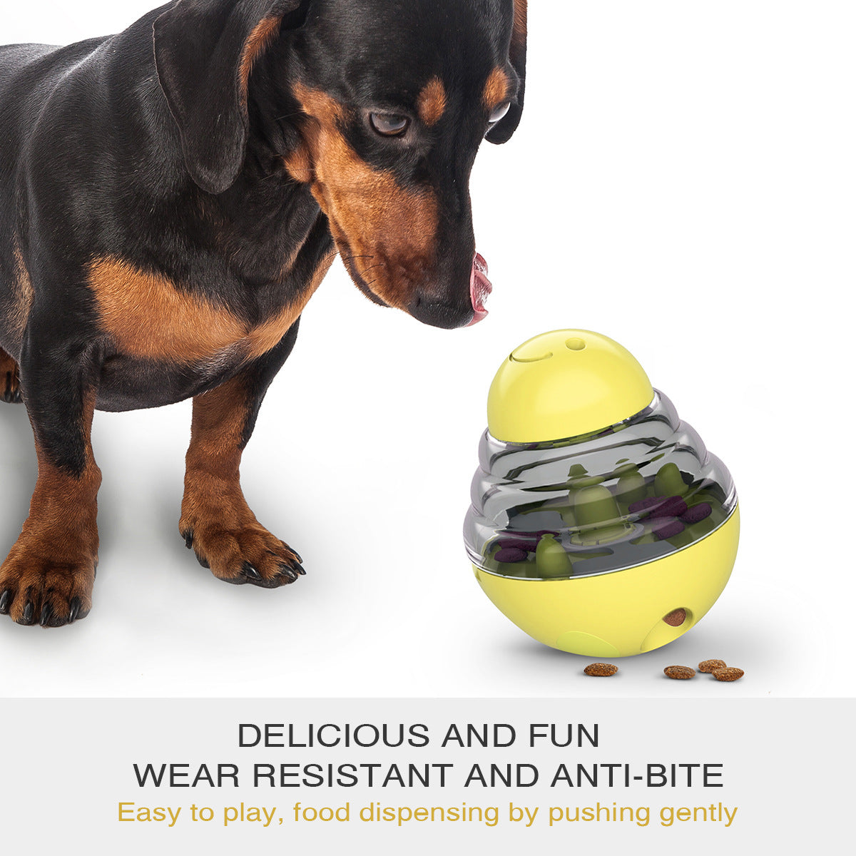 Interactive Dog Puzzle Feeder with Adjustable Food Dispensing Holes(Yellow)