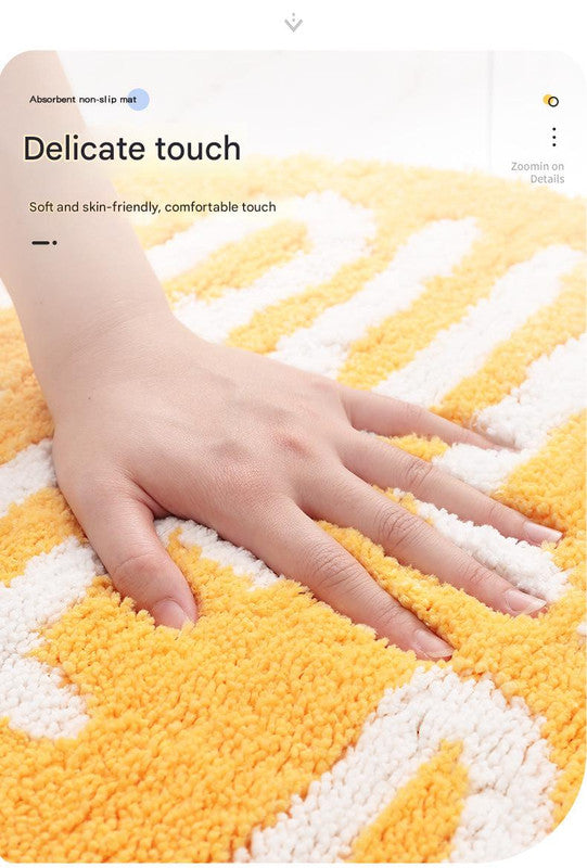 Super Absorbent Microfiber Bath Mat - Non-Slip TPR Backing, Machine Washable, Fun Fruit Designs(Yellow lemon 46*76cm)