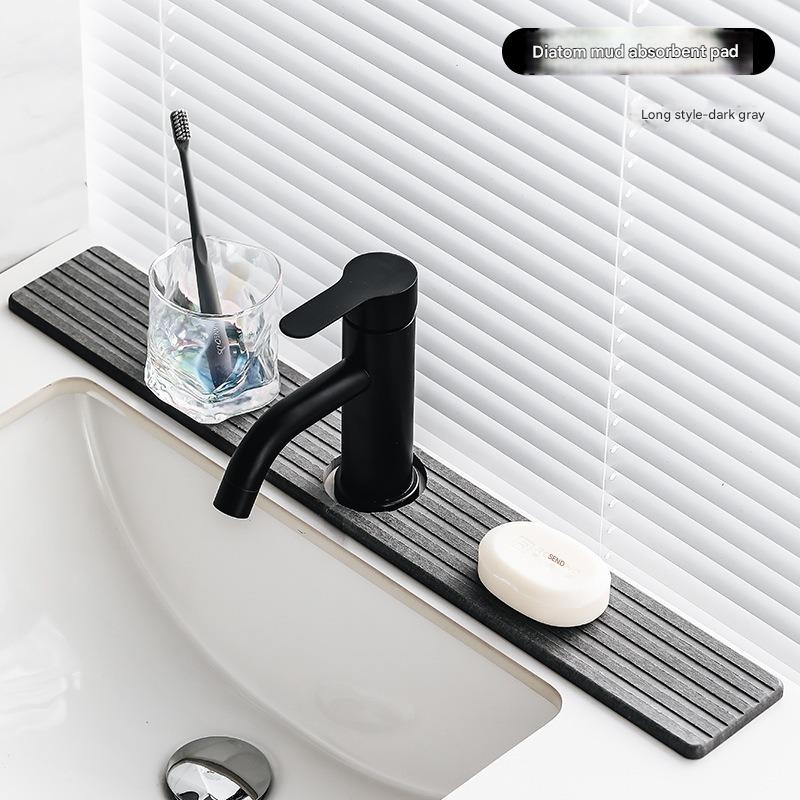 Diatom Mud Faucet Splash Guard &amp; Absorbent Mat - Quick Dry, Non-Slip Sink Organizer(dark grey)