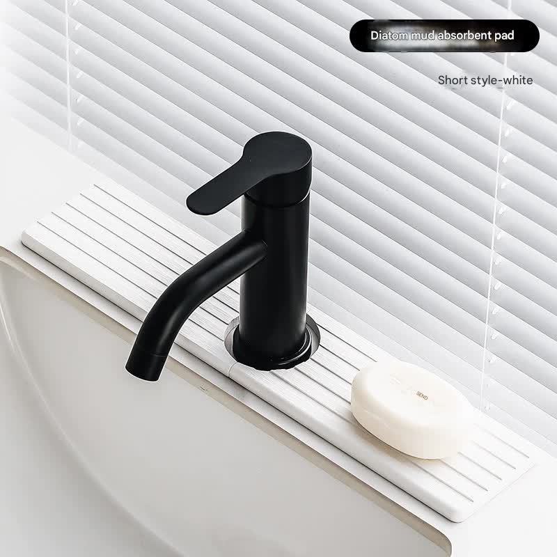 Diatom Mud Faucet Splash Guard &amp; Absorbent Mat - Quick Dry, Non-Slip Sink Organizer(white)