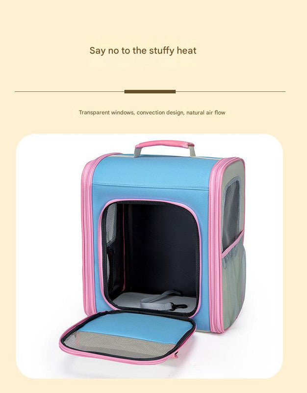 Breathable Pet Carrier Backpack - Large Capacity, Multiple Windows, Oxford Cloth(blue)