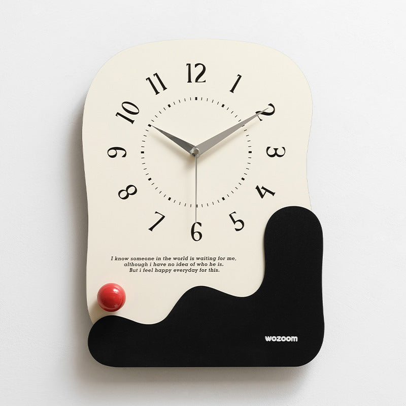 Abstract Modern Wall Clock - Silent Non-Ticking Decorative Clock with Wavy Design &amp; Ceramic Accent(black)