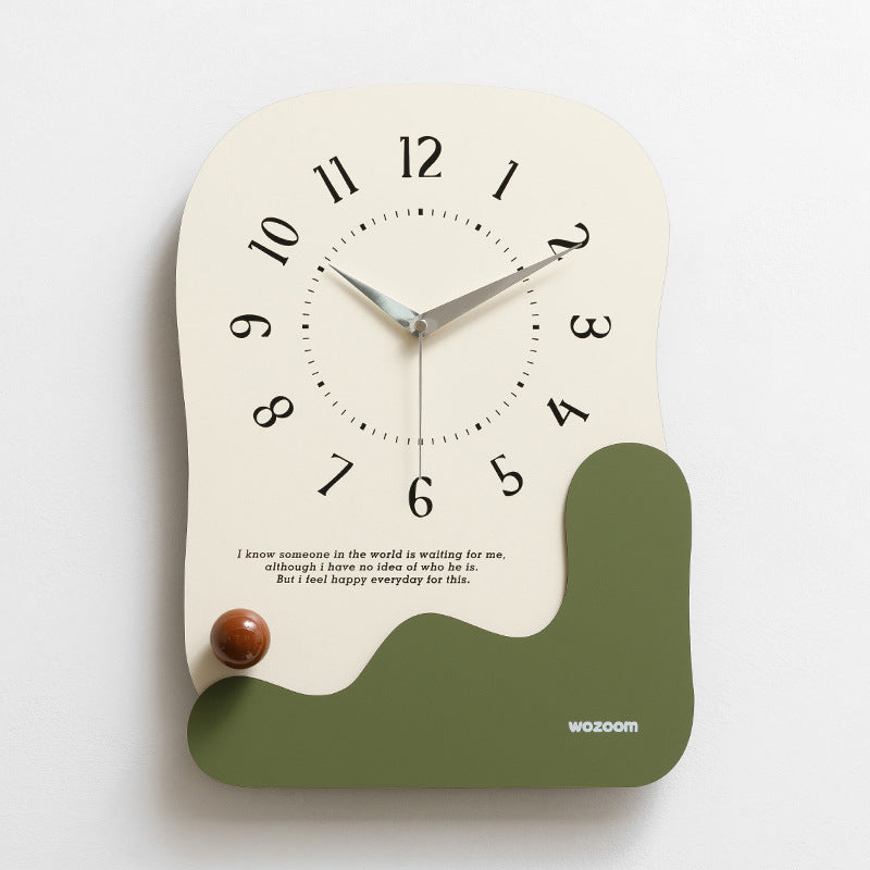 Abstract Modern Wall Clock - Silent Non-Ticking Decorative Clock with Wavy Design & Ceramic Accent(green)