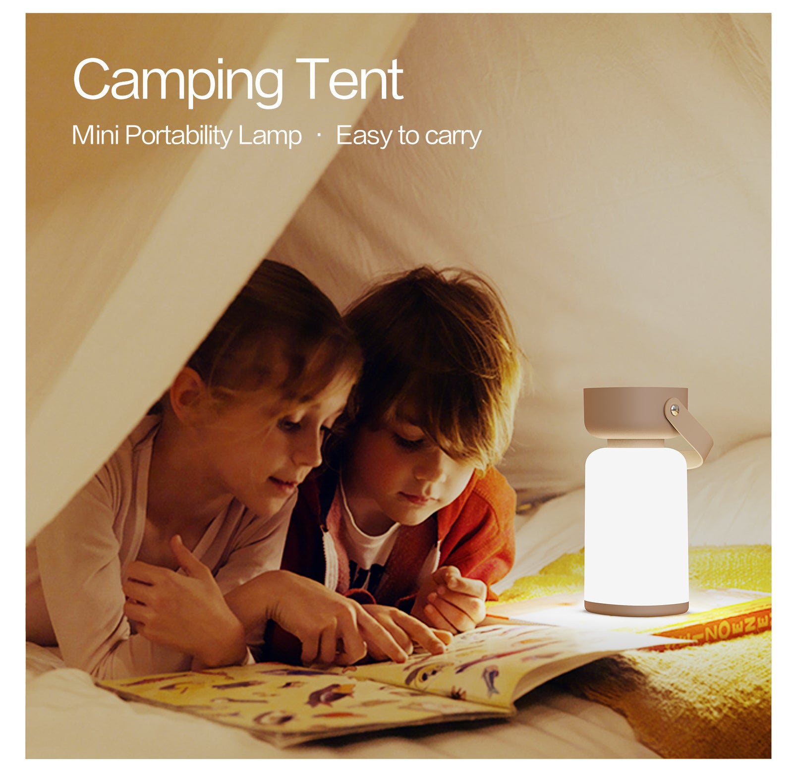 Portable LED Outdoor Camping Lantern - USB Rechargeable, 1200mAh Battery, Emergency Light(Brown)